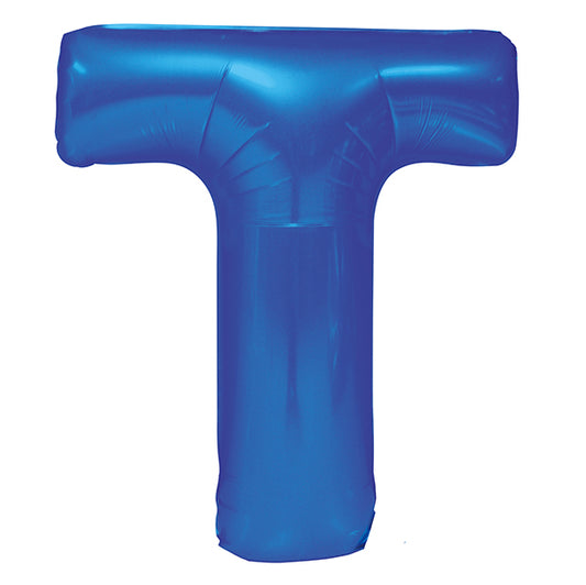 Royal Blue "T" Letter Foil Balloon (86cm)