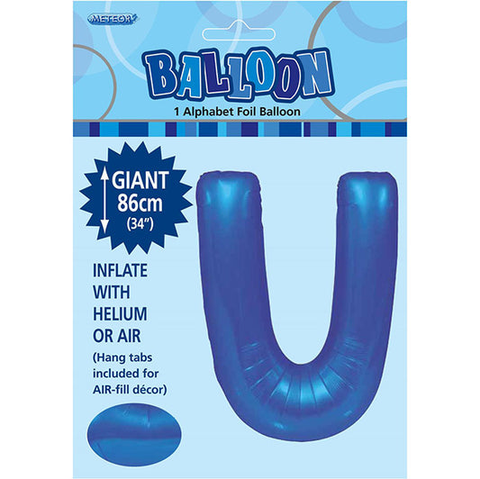 Royal Blue "U" Letter Foil Balloon (86cm)