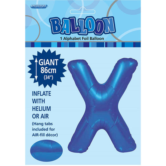 Royal Blue "X" Letter Foil Balloon (86cm)