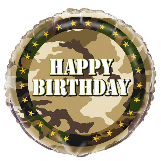 Military Camouflage "Happy Birthday" Foil Balloon 45cm