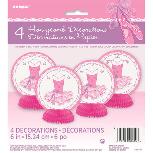 Ballerina Mini Honeycomb Decorations (Pack of 4)