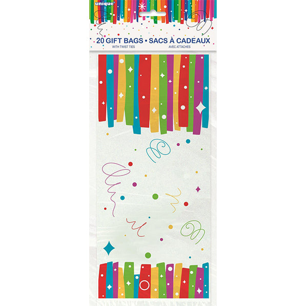 Rainbow Ribbons Cello Bags (Pack of 20)