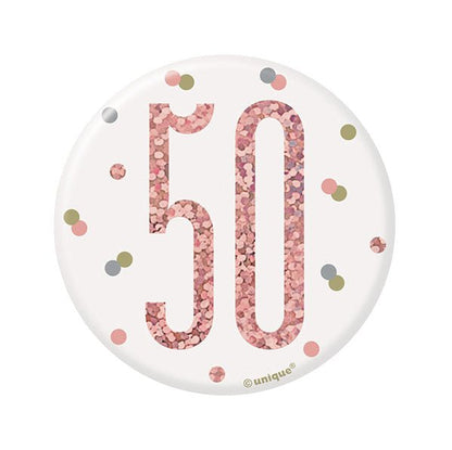 "50" Badge - Glitz Rose Gold - The Party Marketplace