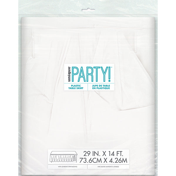 Bright White Plastic Tableskirt 73cm x 4.3m