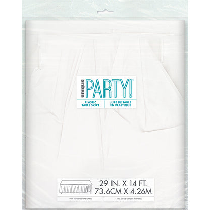 Bright White Plastic Tableskirt 73cm x 4.3m