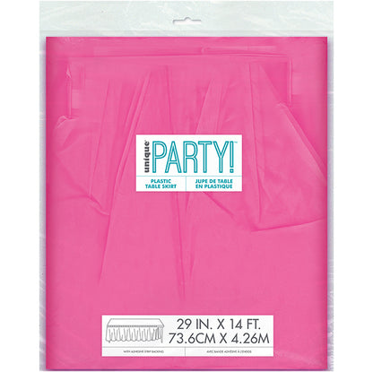 Hot Pink Plastic Tableskirt 73cm x 4.3m