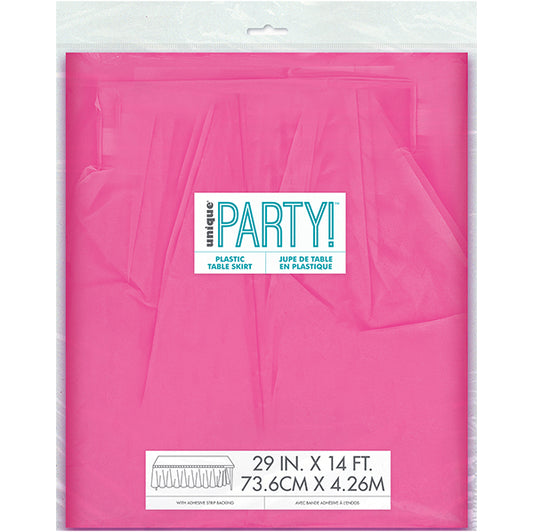 Hot Pink Plastic Tableskirt 73cm x 4.3m