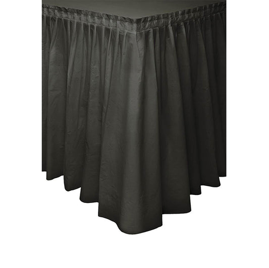 Midnight Black Plastic Tableskirt 73cm x 4.3m