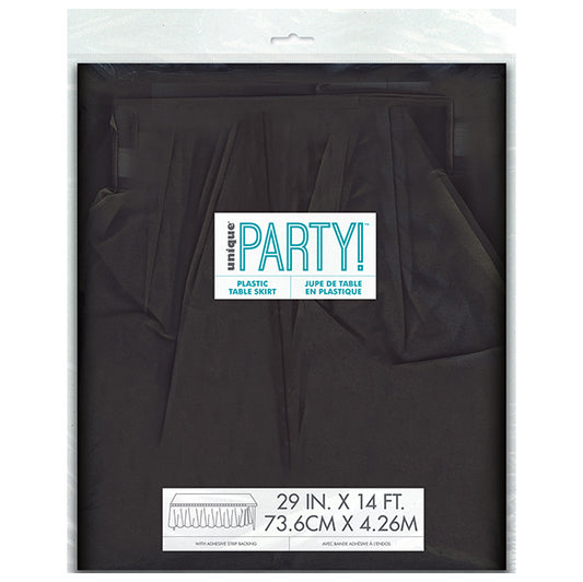 Midnight Black Plastic Tableskirt 73cm x 4.3m