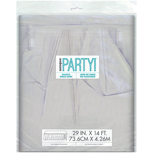 Silver Plastic Tableskirt 73cm x 4.3m