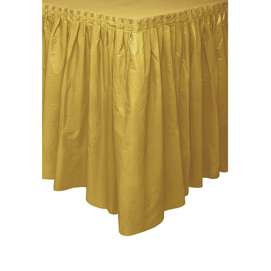 Gold Plastic Tableskirt 73cm x 4.3m