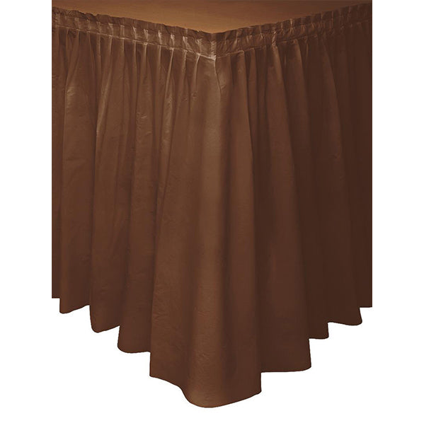 Brown Plastic Tableskirt 73cm x 4.3m