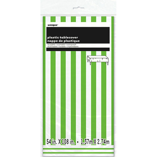 Lime Green Stripes Printed Tablecover 137cm x 274cm