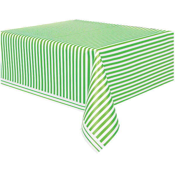 Lime Green Stripes Printed Tablecover 137cm x 274cm