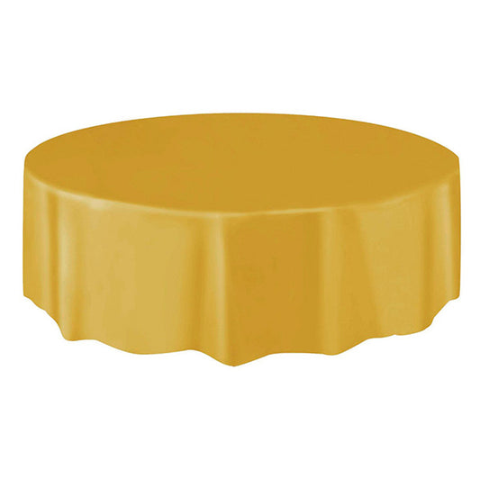 Gold Round Plastic Tablecover 213cm