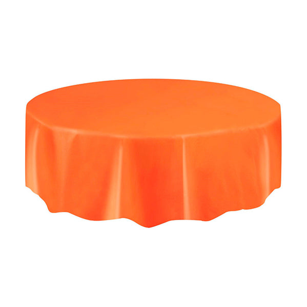 Pumpkin Orange Round Plastic Tablecover 213cm