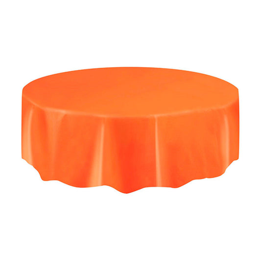 Pumpkin Orange Round Plastic Tablecover 213cm