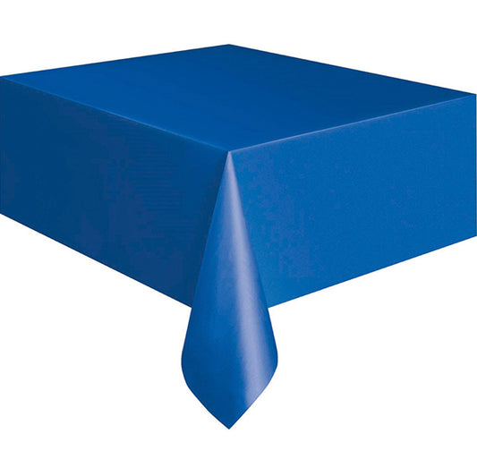 Royal Blue Rectangular Plastic Tablecover 137cm x 274cm