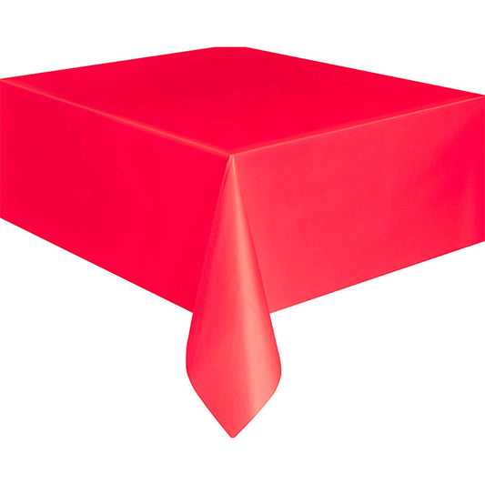 Ruby Red Rectangular Plastic Tablecover 137cm x 274cm