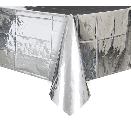 Metallic Silver Foil Tablecover 137cm x 274cm