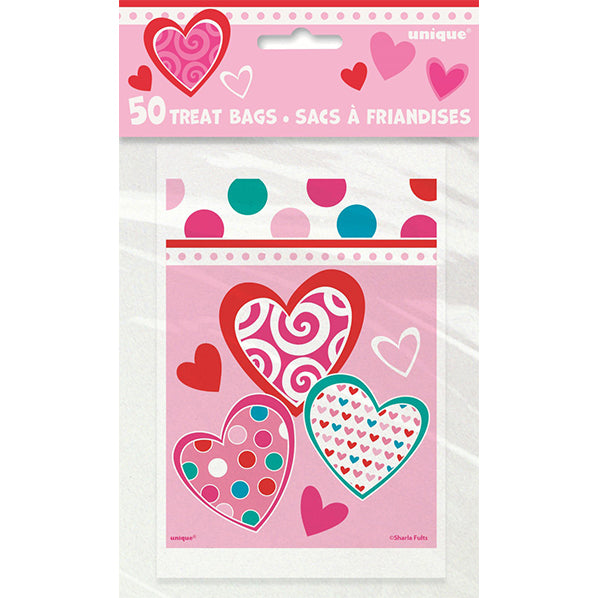 Bright Hearts Valentine Treat Bags (Pack of 50)