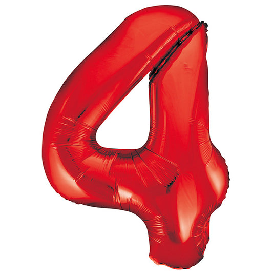 Red "4" Numeral Foil Balloon (86cm)