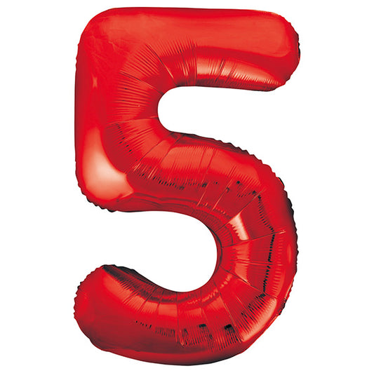 Red "5" Numeral Foil Balloon (86cm)