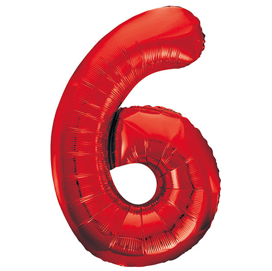 Red "6" Numeral Foil Balloon (86cm)