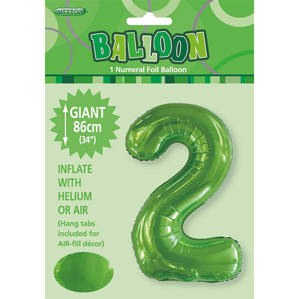 Lime Green "2" Numeral Foil Balloon (86cm)