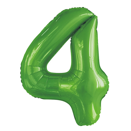 Lime Green "4" Numeral Foil Balloon (86cm)