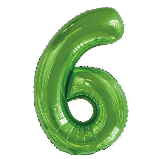 Lime Green "6" Numeral Foil Balloon (86cm)