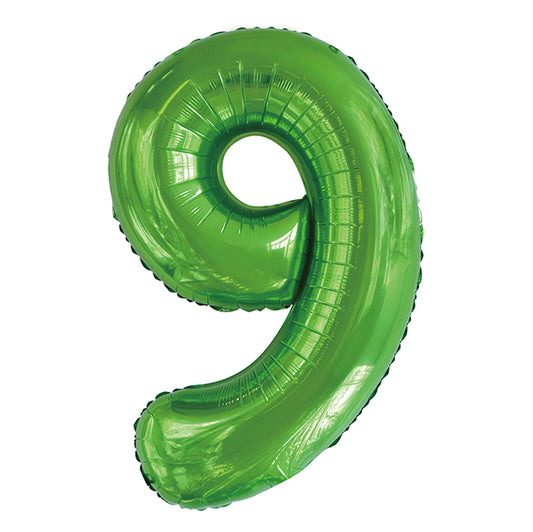 Lime Green "9" Numeral Foil Balloon (86cm)