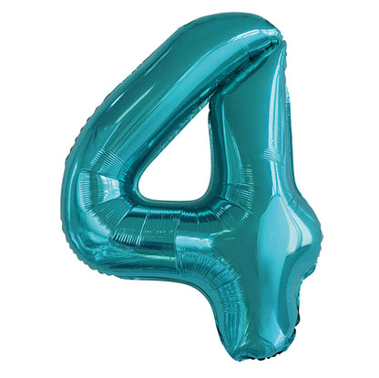 Caribbean Teal "4" Numeral Foil Balloon (86cm)