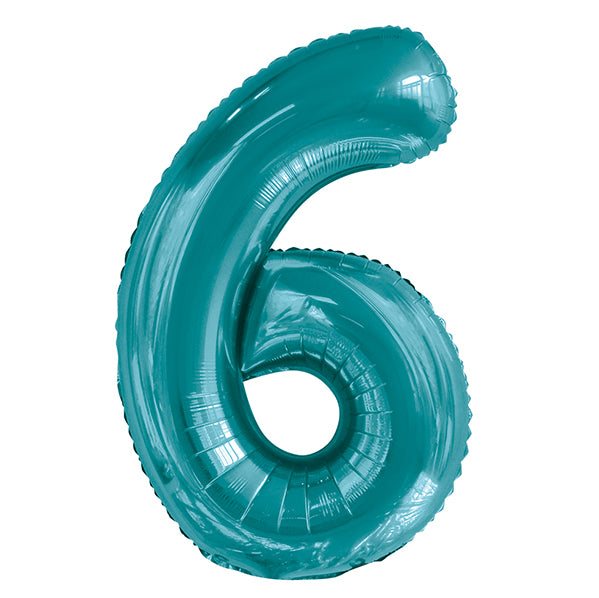 Caribbean Teal "6" Numeral Foil Balloon (86cm)