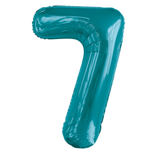 Caribbean Teal "7" Numeral Foil Balloon (86cm)