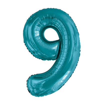 Caribbean Teal "9" Numeral Foil Balloon (86cm)