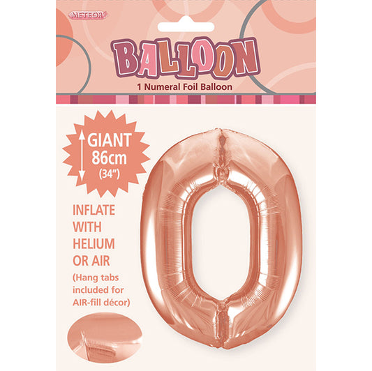 Rose Gold "0" Numeral Foil Balloon (86cm)