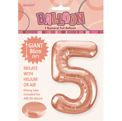 Rose Gold "5" Numeral Foil Balloon (86cm)