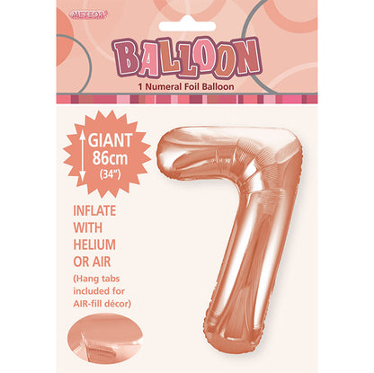 Rose Gold "7" Numeral Foil Balloon (86cm)