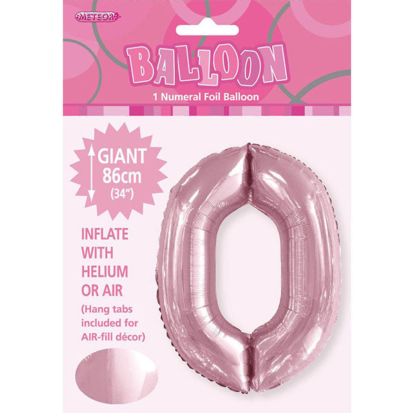 Lovely Pink "0" Numeral Foil Balloon (86cm)