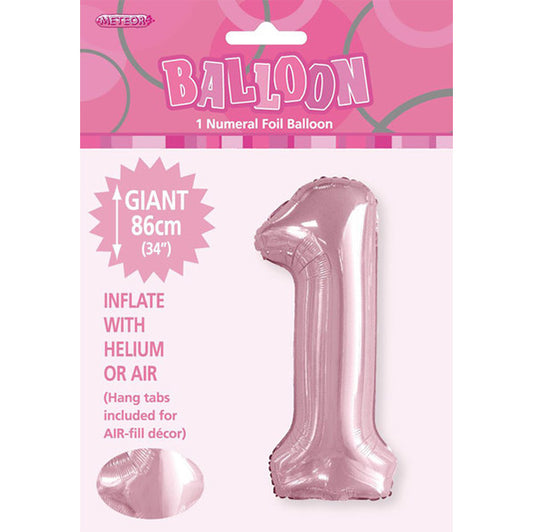 Lovely Pink "1" Numeral Foil Balloon (86cm)