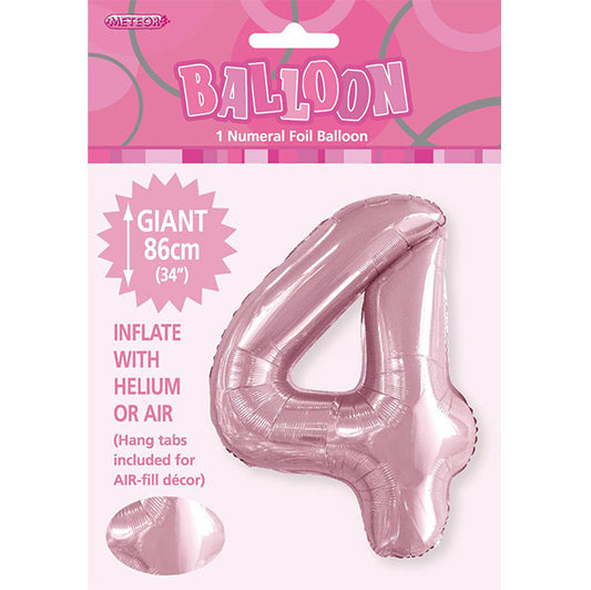 Lovely Pink "4" Numeral Foil Balloon (86cm)