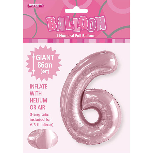 Lovely Pink "6" Numeral Foil Balloon (86cm)