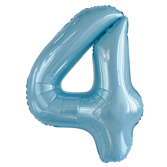 Powder Blue "4" Numeral Foil Balloon (86cm)