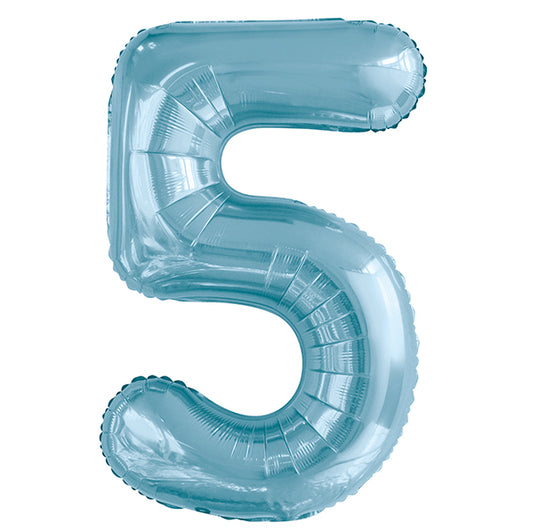 Powder Blue "5" Numeral Foil Balloon (86cm)