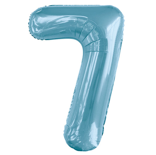 Powder Blue "7" Numeral Foil Balloon (86cm)