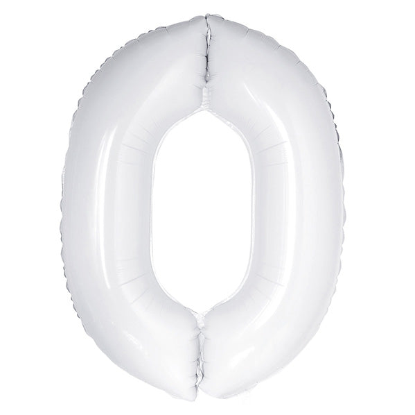 White "0" Numeral Foil Balloon (86cm)