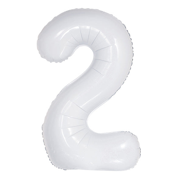 White "2" Numeral Foil Balloon (86cm)