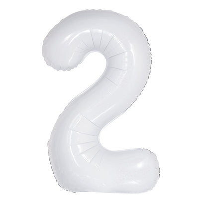 White "2" Numeral Foil Balloon (86cm)