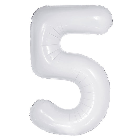 White "5" Numeral Foil Balloon (86cm)